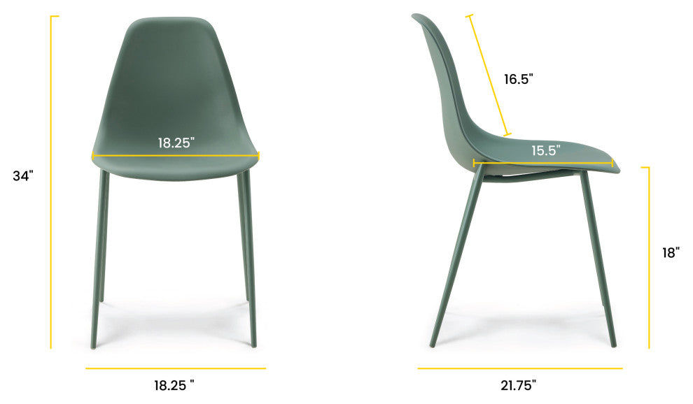 Poly and Bark Isla Chair, Pistachio Green, Set of 2