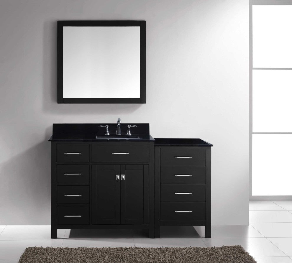 Caroline Parkway Single Bathroom Vanity Set, Espresso, Black Galaxy Granite, 57"
