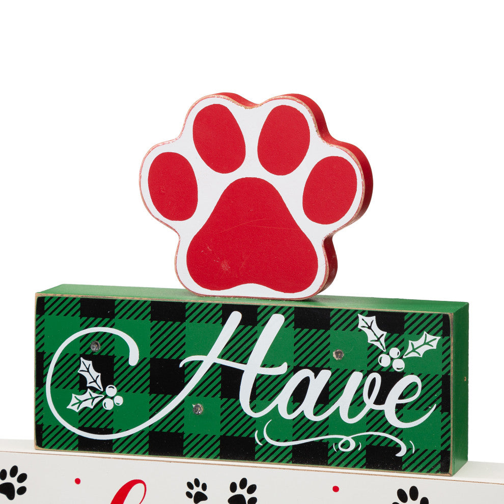 12"H Lighted Wooden Pet Block Word Sign