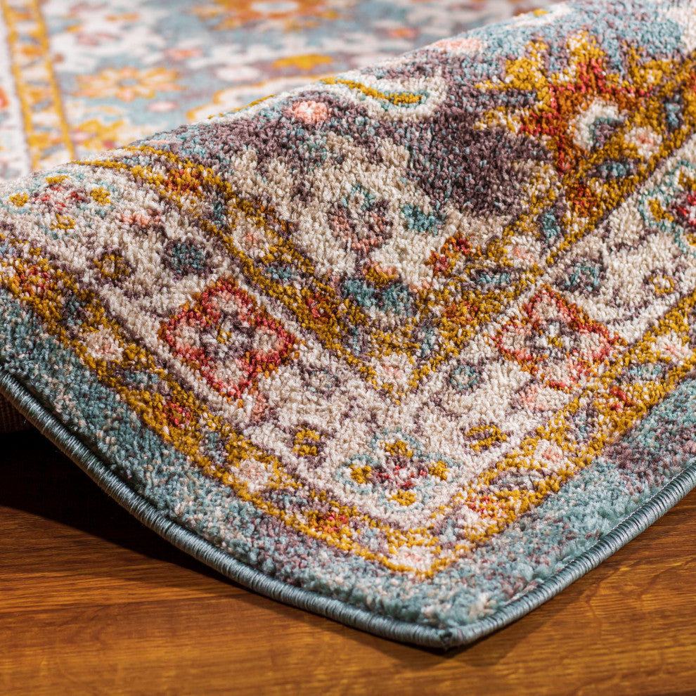 Taylors Traditional Agra Rug - Teal - 5' 3" X 7' 3"