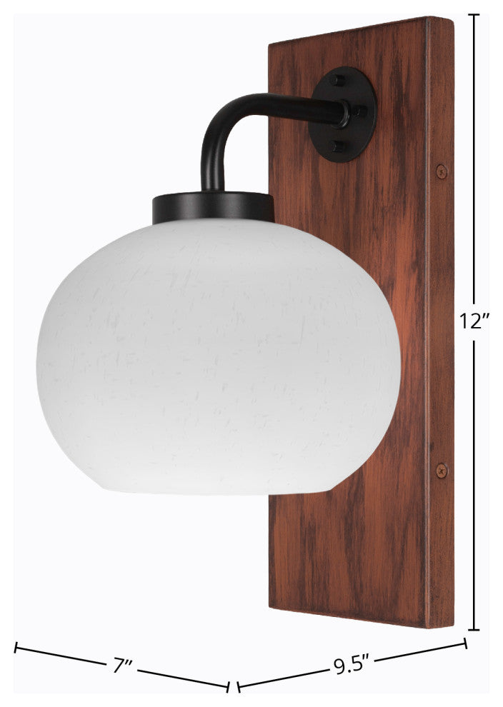 Oxbridge 1-Light Wall Sconce, Matte Black & Painted Wood-look Metal/White Muslin