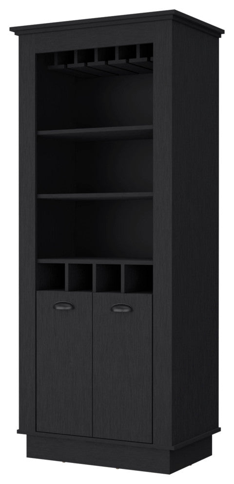 Hampton Bar Cabinet with 4-Built In Wine Rack, Glass Holder and Storage Cabinet