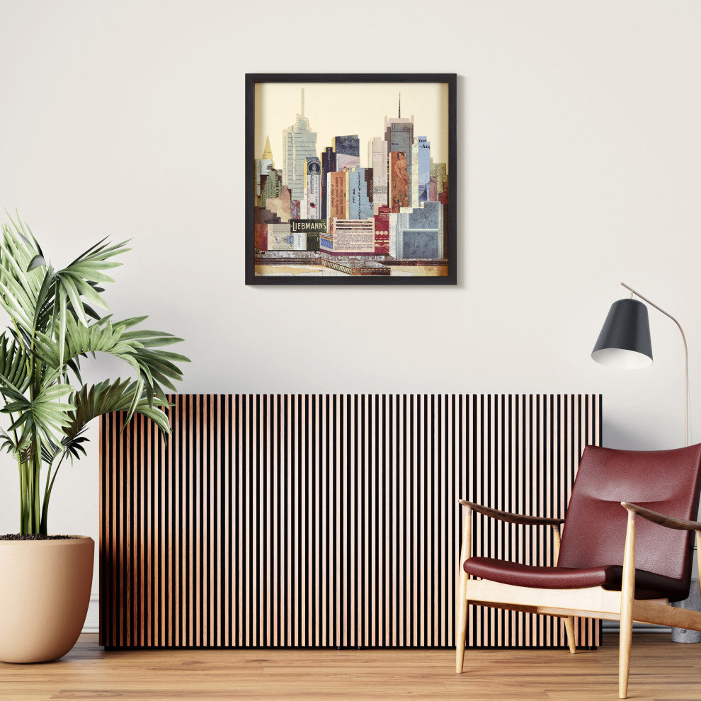 New York City B Skyline Dimensional Collage Framed Wall Art Under Glass Art