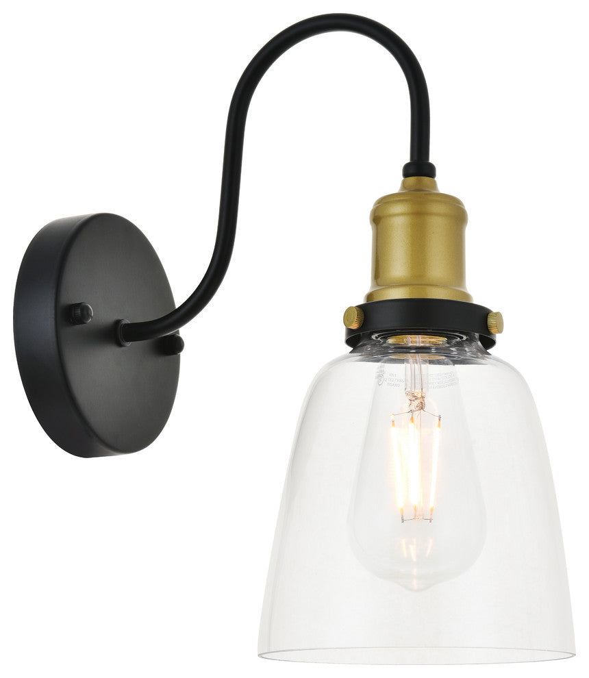 Brass And Black Finish 1-Light Wall Sconce