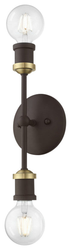 Lansdale 2 Light Bronze With Antique Brass Accents ADA Vanity Sconce