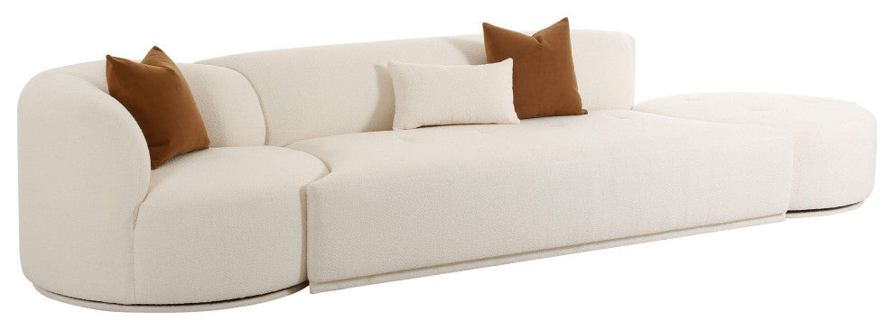 Fickle Cream Boucle 3-Piece Chaise Modular Sofa