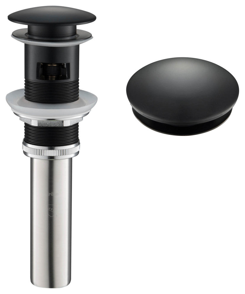 Pop Up Drain With Overflow, Matte Black