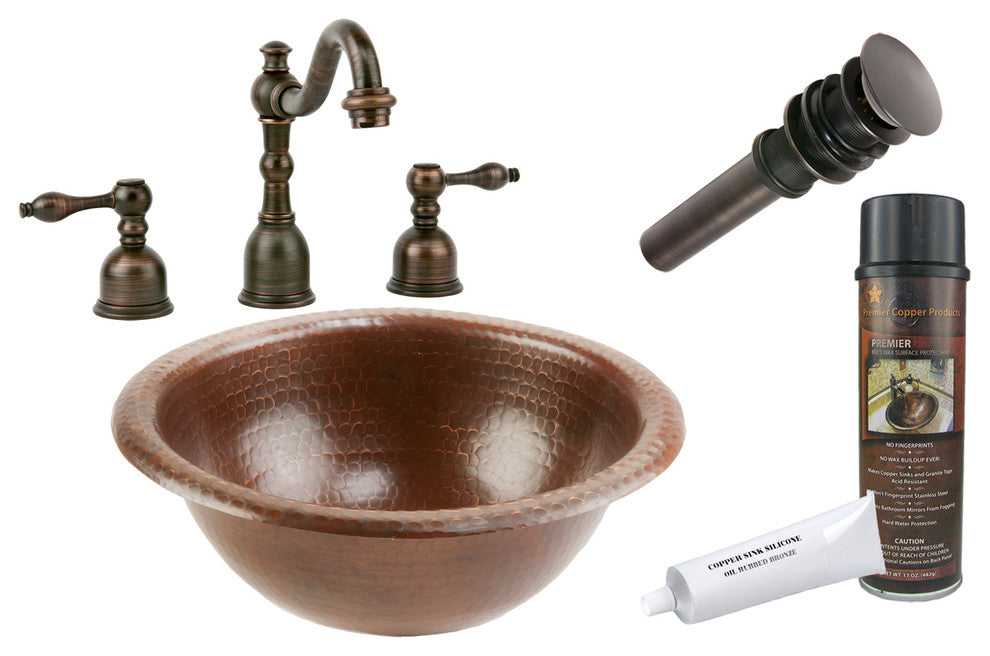 Premier Copper Products BSP2_LR12RDB Bathroom Sink, Faucet and Accessories