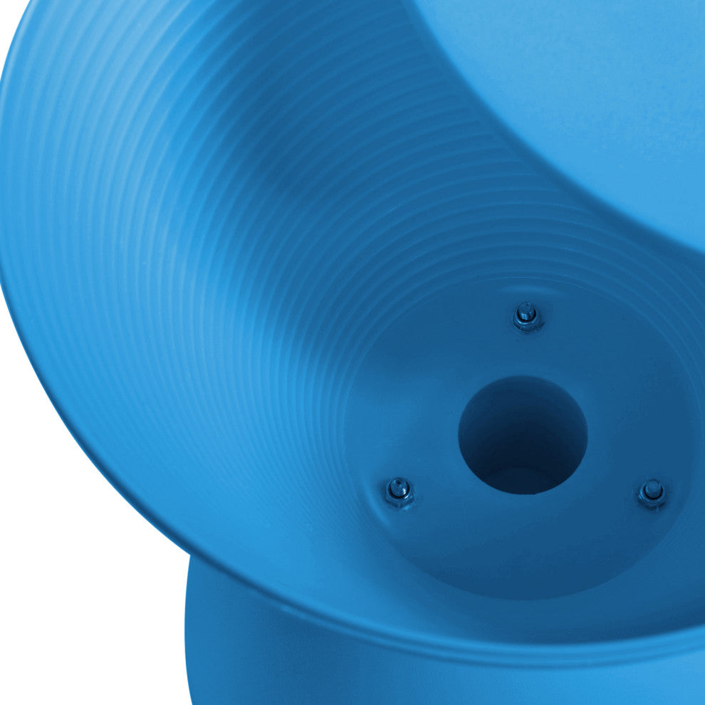 Round Side Table in ABS Plastic Ribbed Design End Table with Removable Lid, Blue