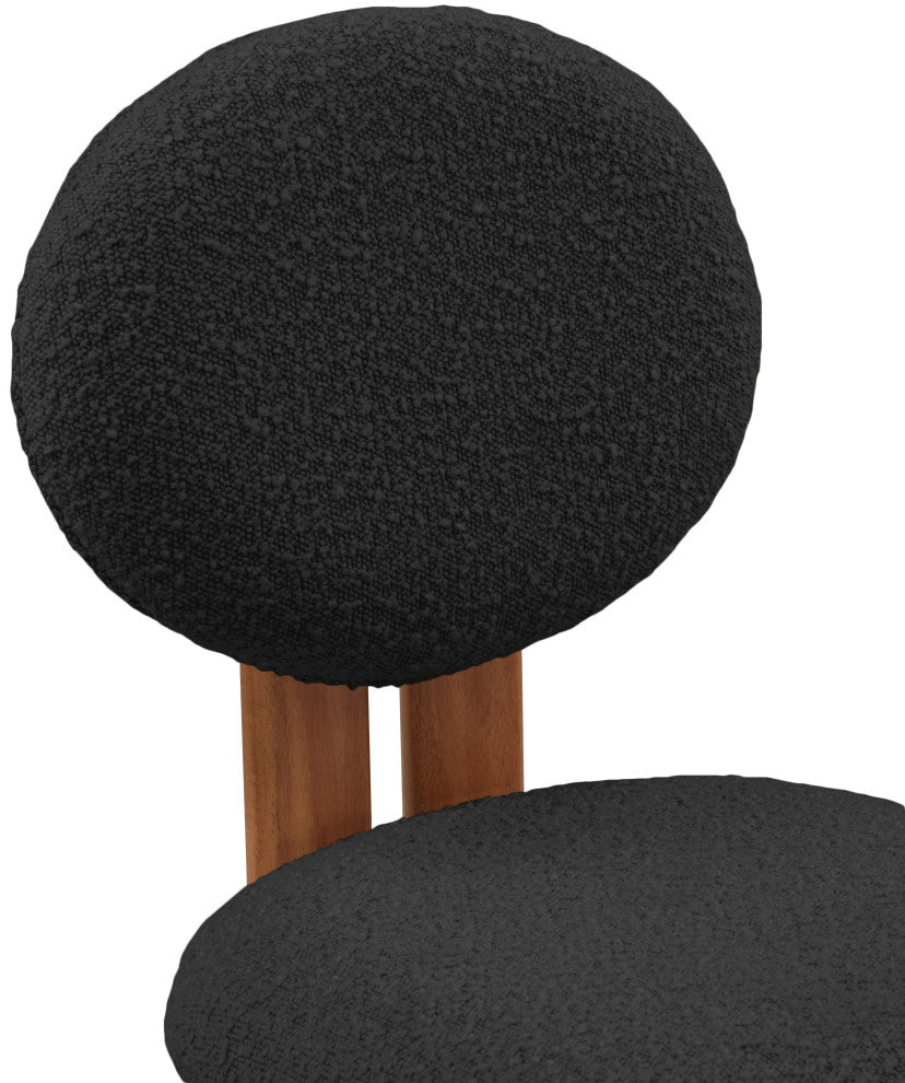 Napa Boucle Fabric Dining Chair, Set of 2, Black, Walnut Finish