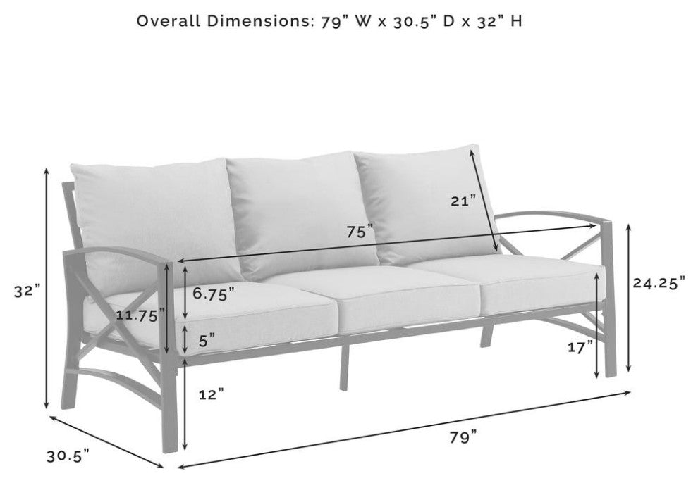 Kaplan Outdoor Metal Sofa Gray/White