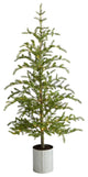 5.5' Pre-Lit Pine Artificial Christmas Tree, Decorative Planter With 150 Lights