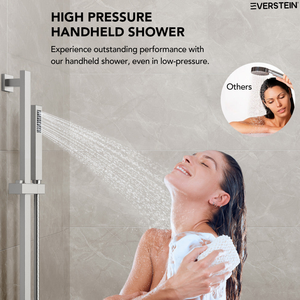 Dual Heads 10"x 6" Rain Shower System with Hand Shower Spray, Brushed Nickel