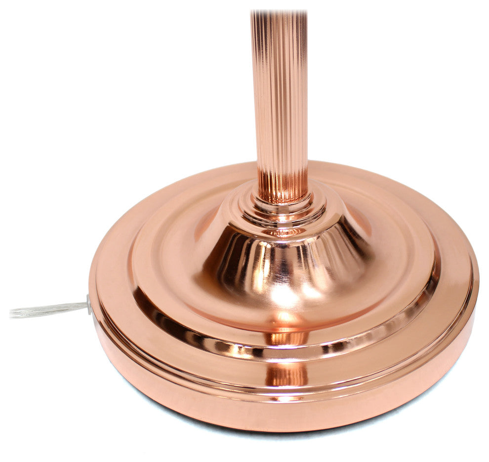 2 Light Mother Daughter Floor Lamp With White Marble Glass, Rose Gold