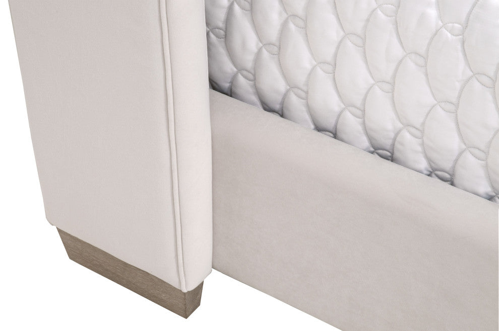 Chandler Bed, Cream Velvet, Natural Gray, Standard King