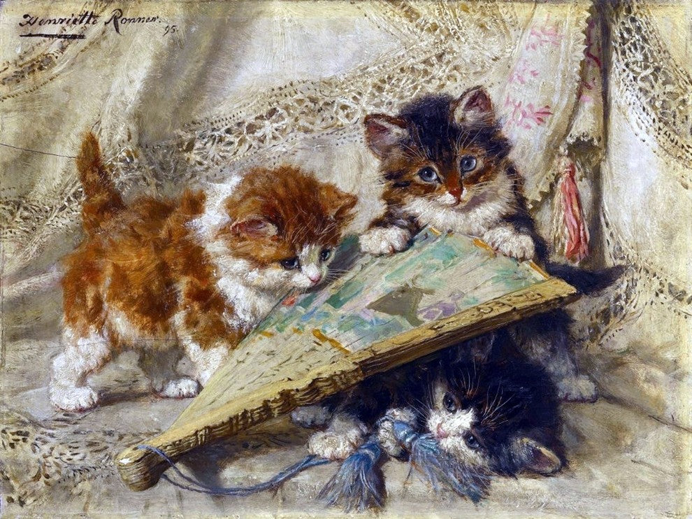 Tile Mural Three Kittens By Henriette Ronner-Knip, 6"x8", Glossy