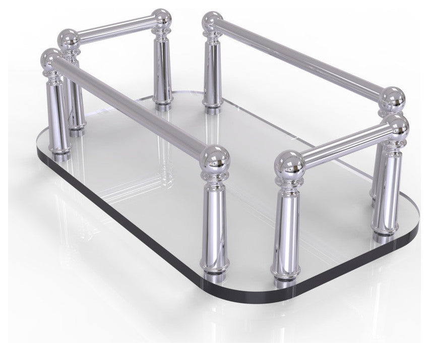 Vanity Top Glass Guest Towel Tray, Polished Chrome