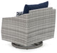Cannes 2 Piece Aluminum Outdoor Patio Motion Club Chairs, Navy Blue