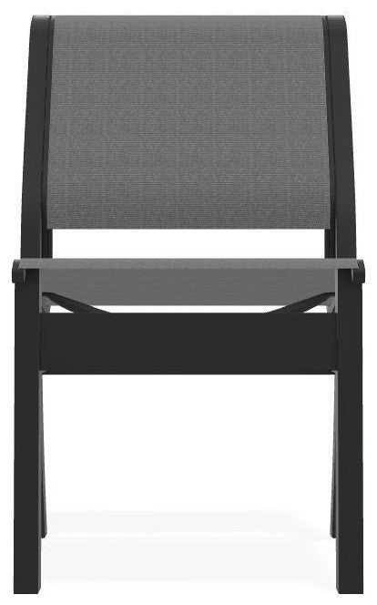 Leeward Sling Stackable Outdoor Dining Chair, Titanium/Graphite