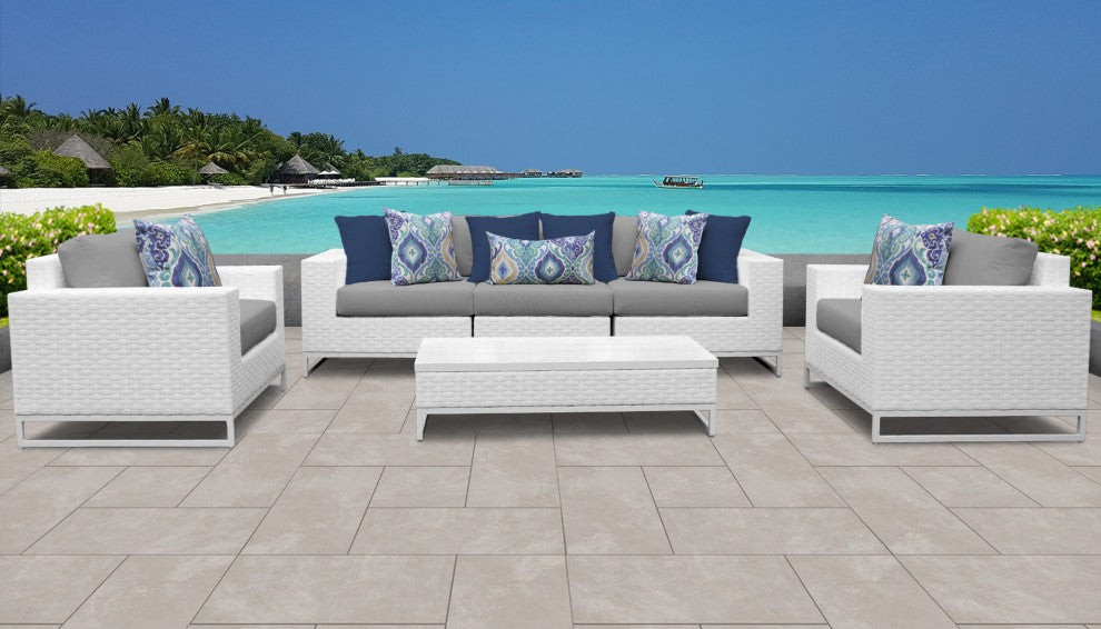 Miami 6 Piece Outdoor Wicker Patio Furniture Set 06e
