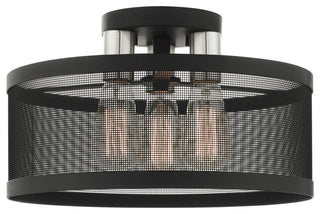 Livex Lighting Industro 3 Light Black, Brushed Nickel Accents Medium Semi-Flush