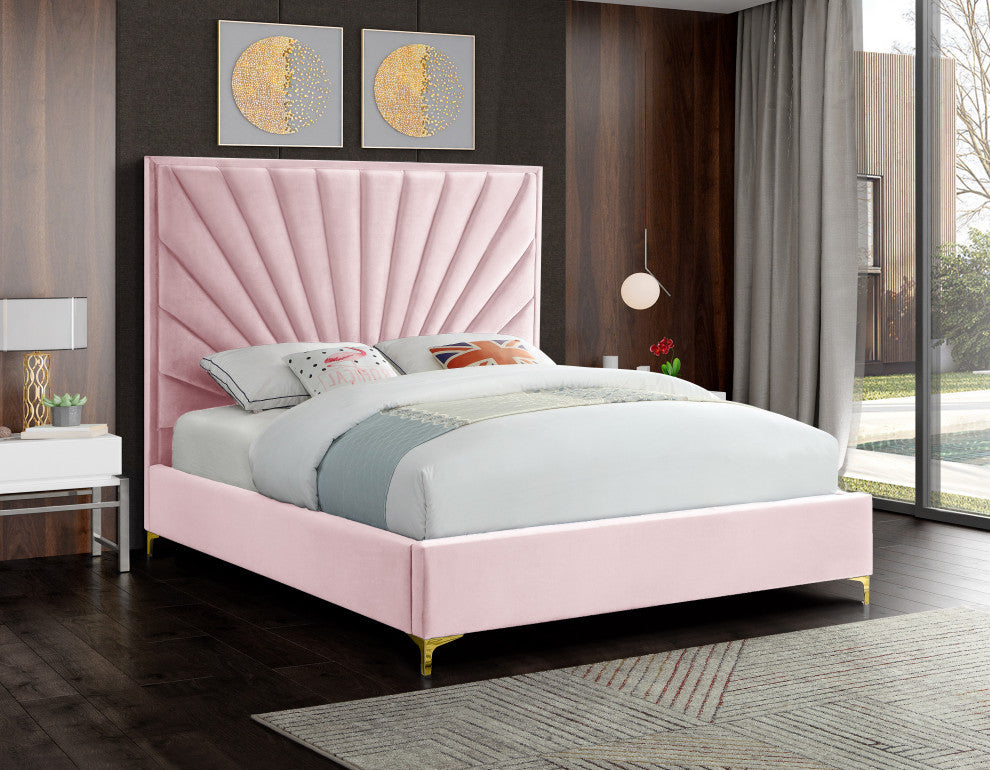Eclipse Velvet Bed, Pink, Full