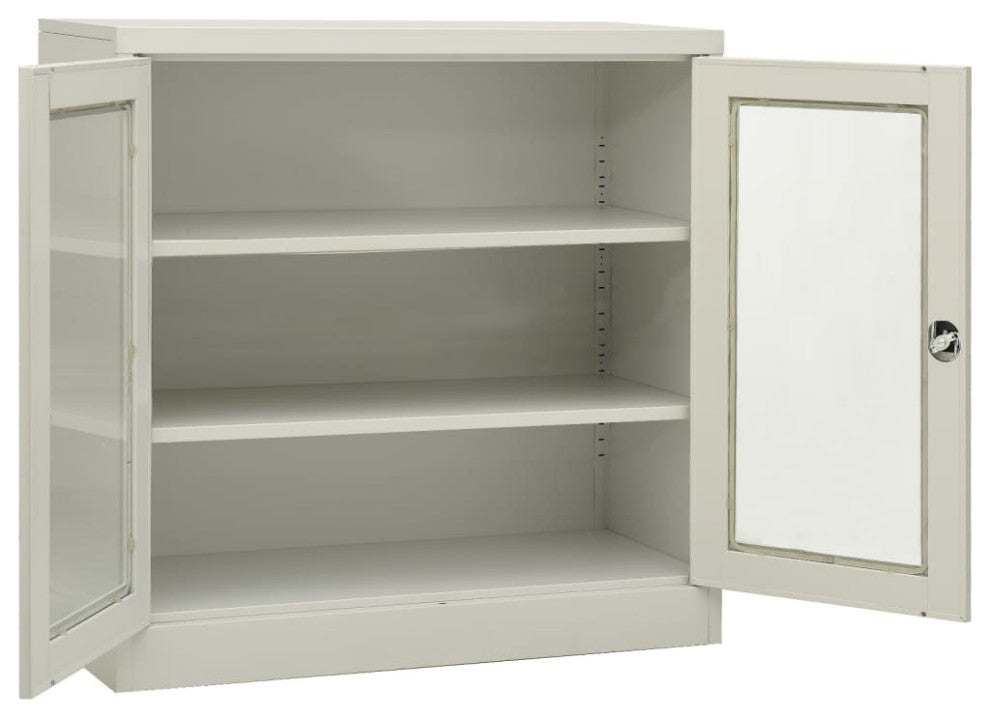 vidaXL Office Cabinet Storage Cabinet Home Display Cabinet Light Gray Steel