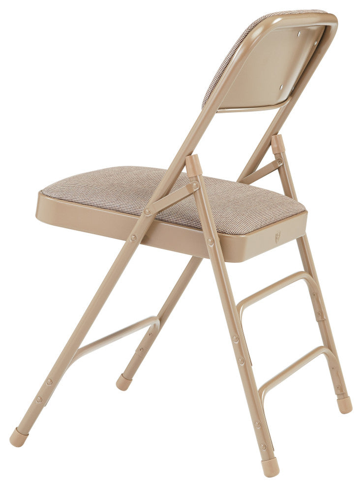 NPS 2300 Fabric Triple Brace Double Hinge Folding Chair, Beige, Set of 4