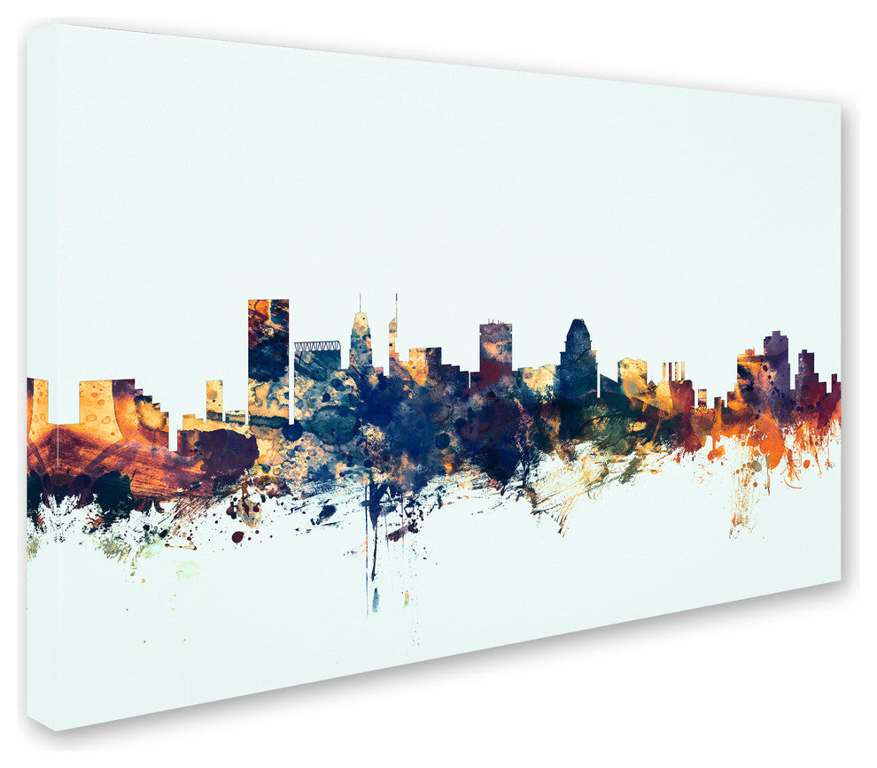 Michael Tompsett 'Baltimore MD Skyline Blue' Canvas Art, 12x19