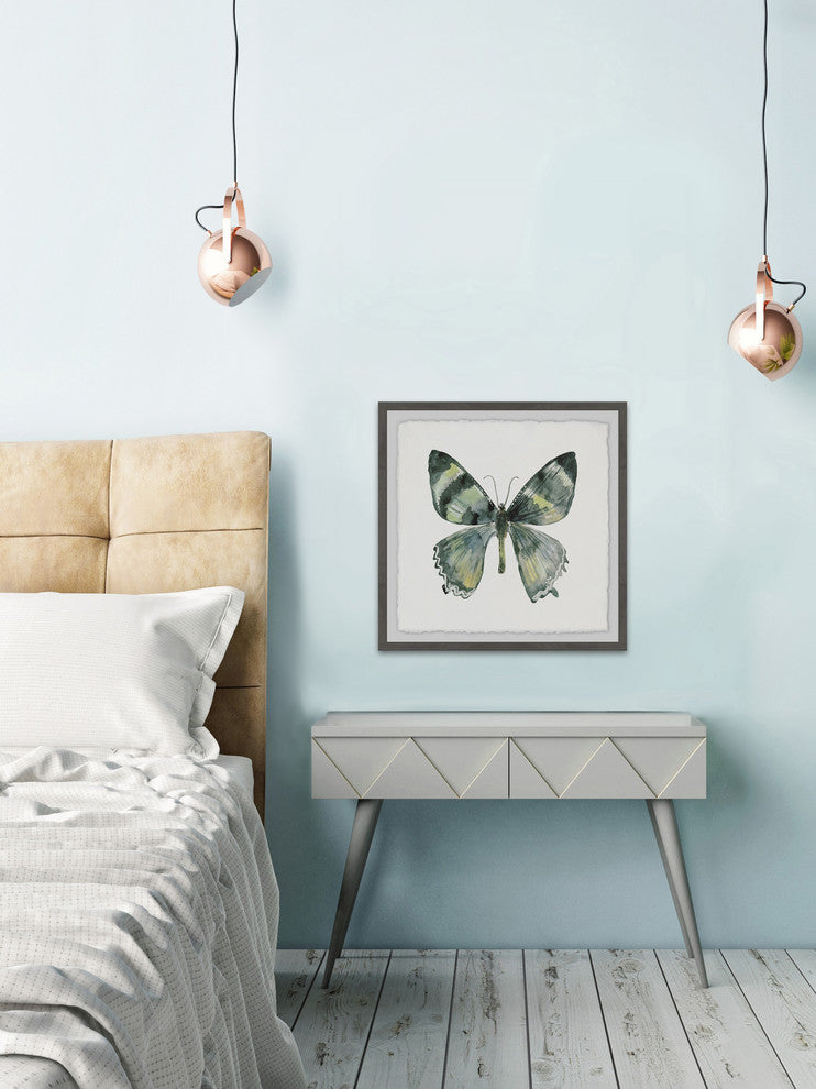 "Green Wings" Framed Painting Print, 18"x18"