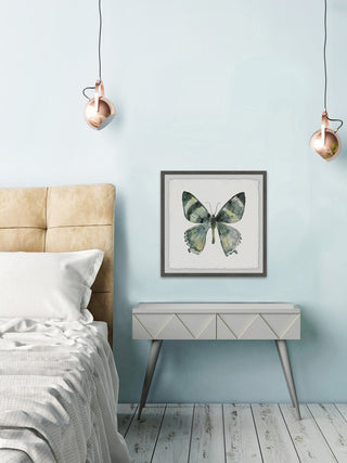 "Green Wings" Framed Painting Print, 18"x18"