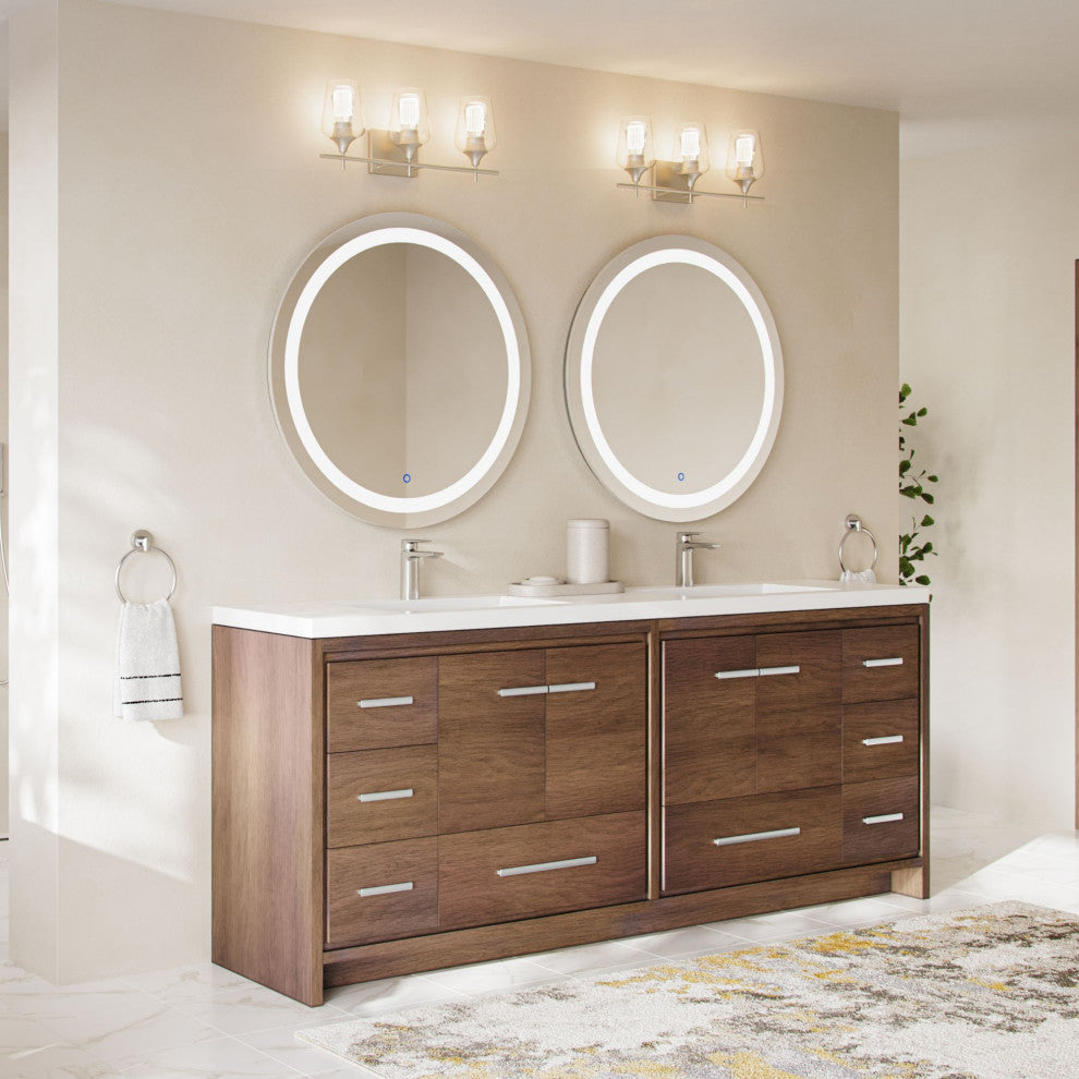 Sonora Bathroom Vanity, Rosewood, 84", Double Sink, Freestanding