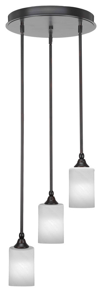 Empire 3-Light Cluster Pendalier, Espresso/White Marble
