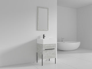 Fine Fixtures Modern Vanity Set, Gray Marble, 20", Black Hardware
