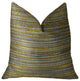 Vermont Blue and Taupe Handmade Luxury Pillow, 18"x18"