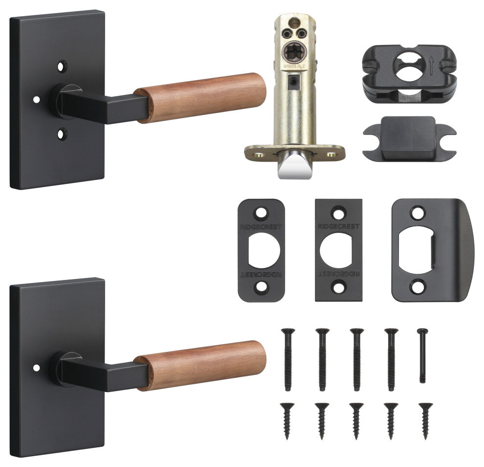 Levanto Privacy Rosette, Flat Black, Walnut Grip