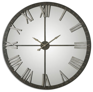Uttermost Amelie Farmhouse Metal Large Wall Clock in Bronze/Silver