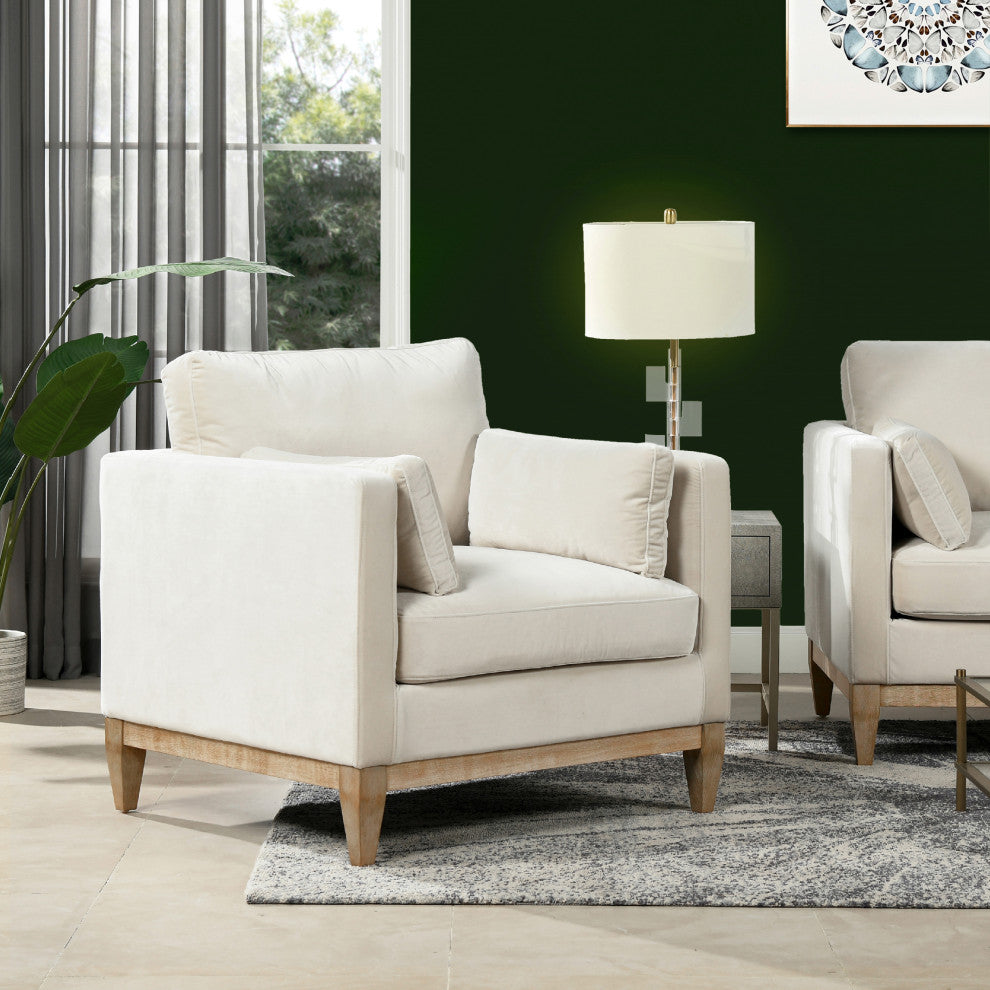 Knox 36" Modern Farmhouse Arm Chair, French Beige Performance Velvet
