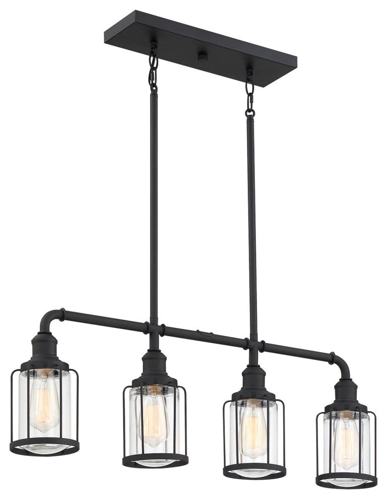 Quoizel LUD434 Ludlow 4 Light 34"W Linear Chandelier - Earth Black