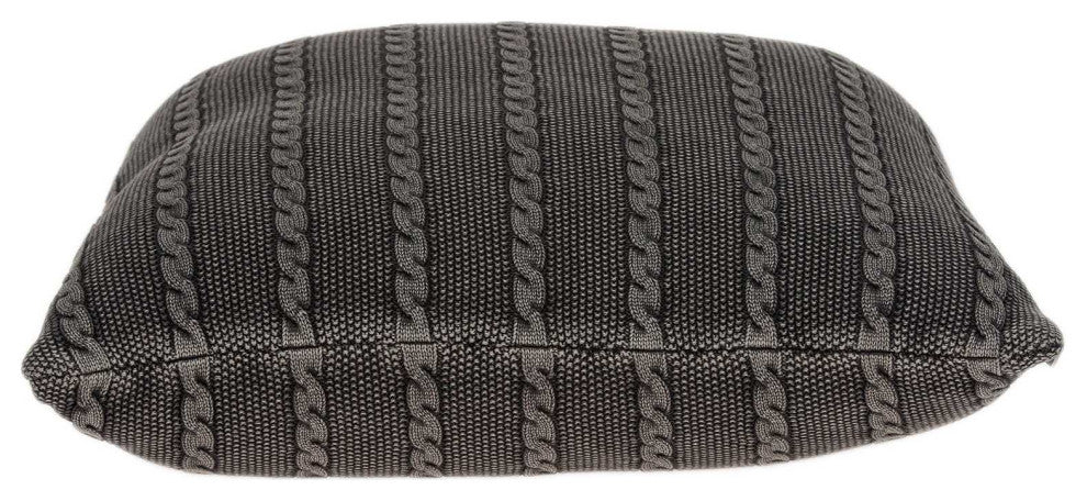 HomeRoots Casual Sweater Knit Gray Stripe Accent Pillow Cover