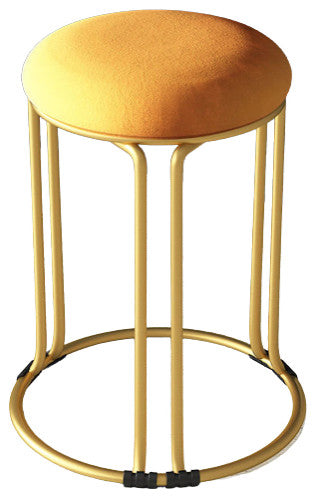 Nordic Suede and Leather Stacked Dining Round Stool, Yellow, Suede