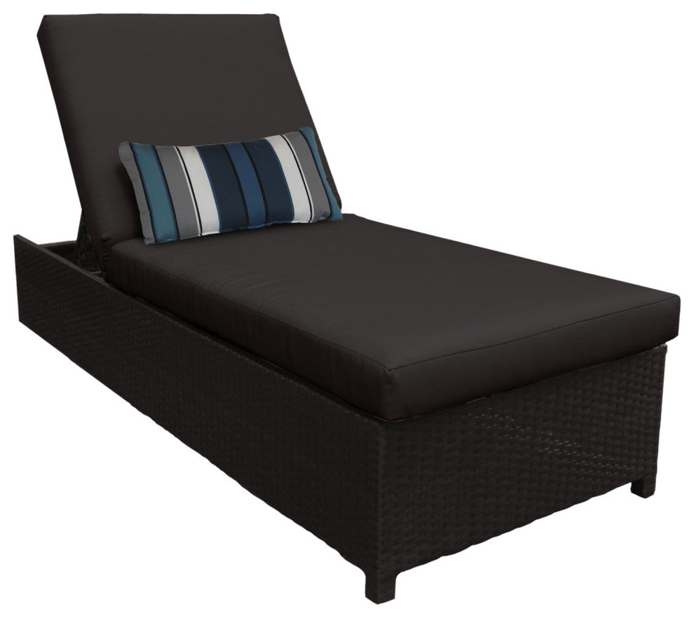 Belle Wheeled Chaise Outdoor Wicker Patio Furniture in Black
