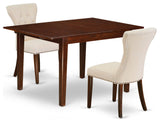 3Pc Dining Set, Butterfly Leaf Table, 2 Chairs, Mahogany