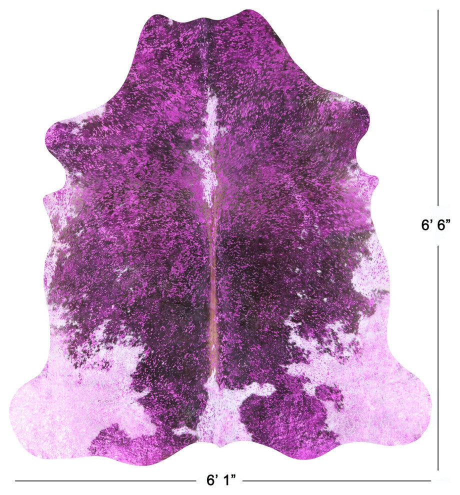 Pink Metallic Cowhide Rug 6' 6" X 6' 1" C2149