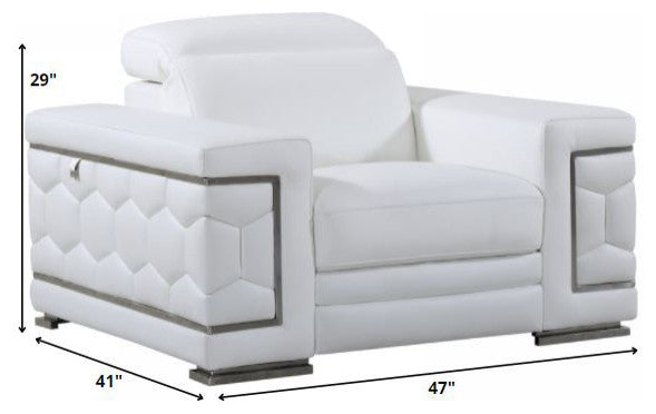 114" Sturdy White Leather Sofa Set