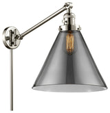 X-Large Cone 1-Light Swing Arm, Polished Nickel, Plated Smoke