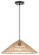 Nova 20.25" 1-Light Rattan 180" Plug-In or Hardwired LED Pendant, Brown, Nova