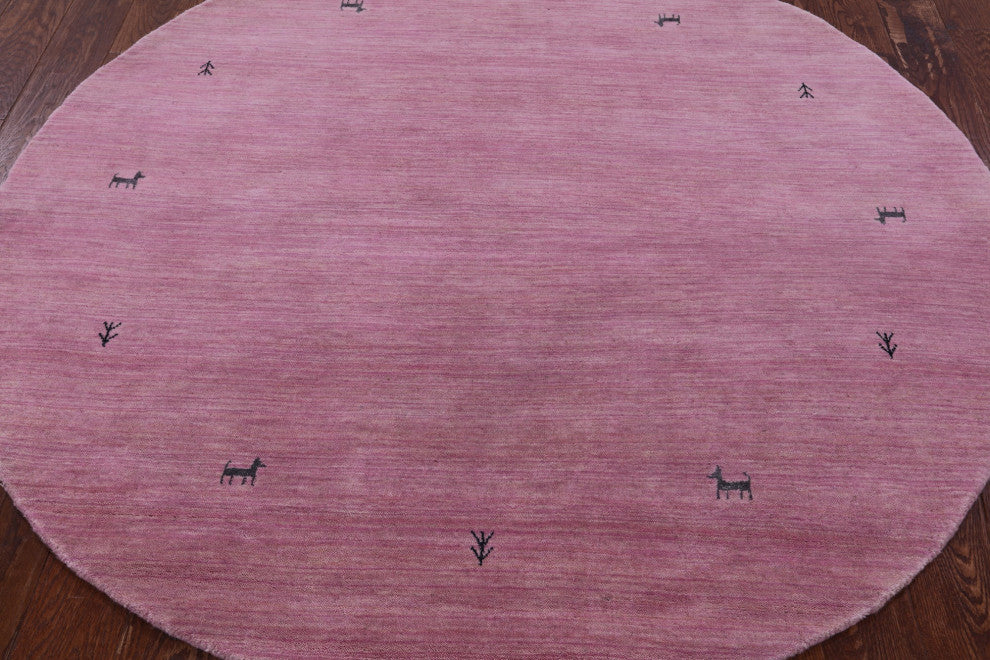 6' Round Persian Gabbeh Hand Knotted Wool Rug - Q15301