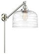 Bell Swing Arm With Switch, Brushed Satin Nickel, Clear Deco Swirl