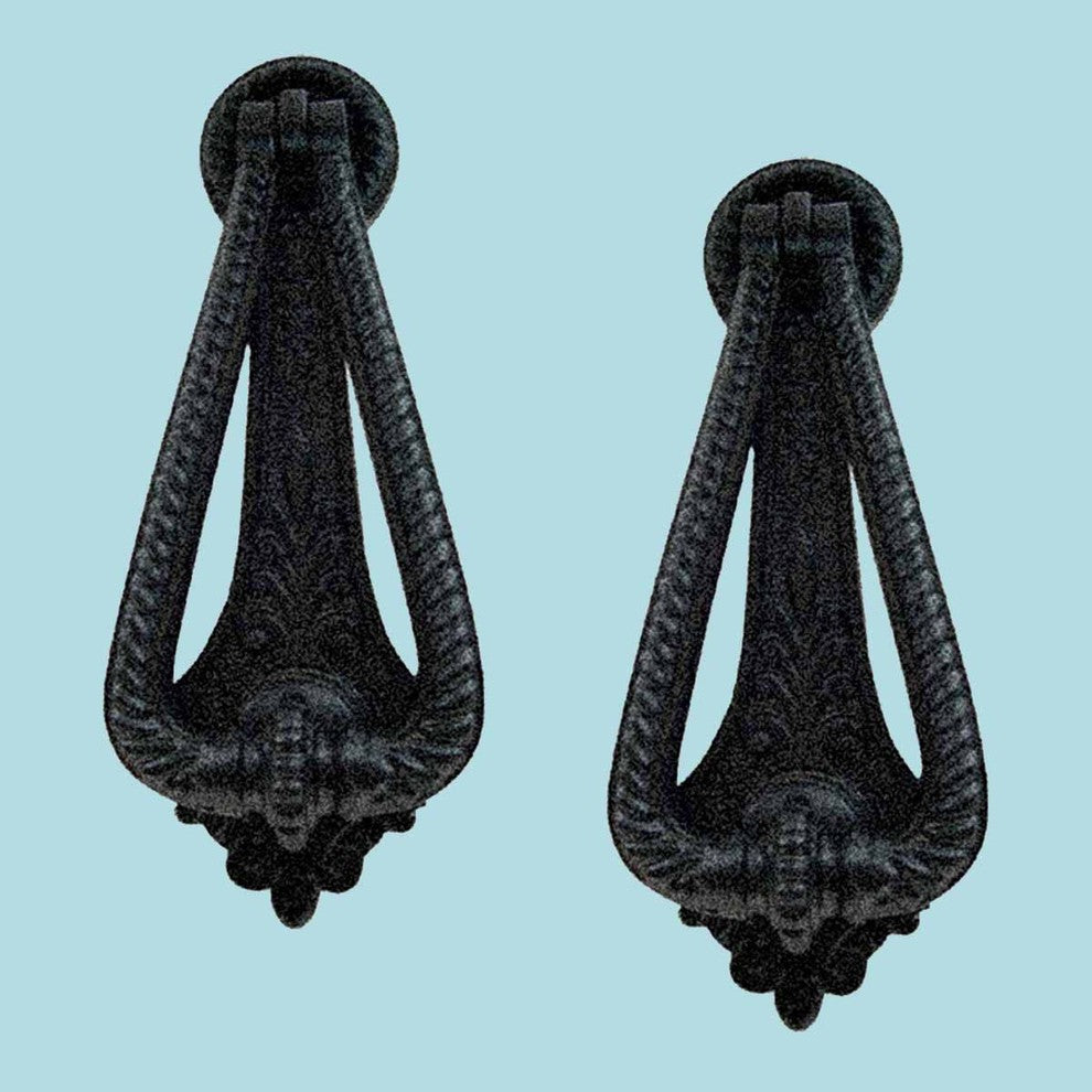 2 Piece Black Front Door Knocker Georgian Cast Iron Renovators Supply